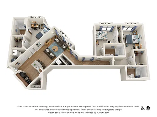 Floor plan 3 Bedroom - 3 Bath (3E)