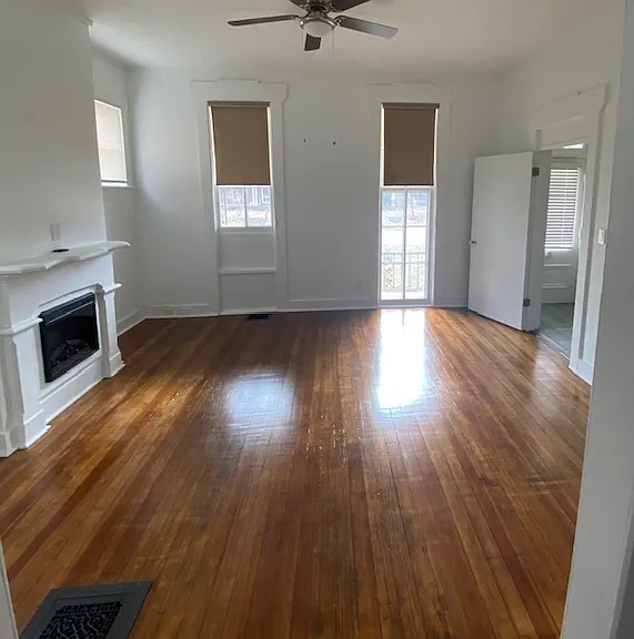 Living room with electric fireplace