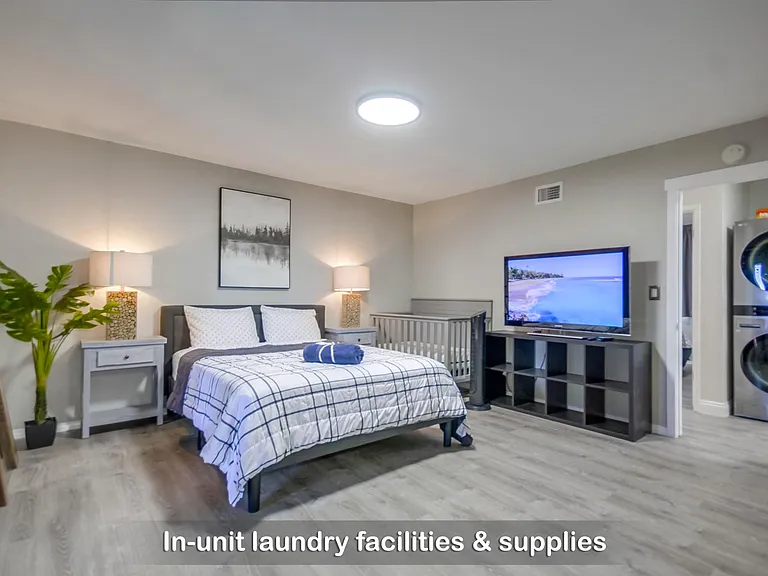 Get full access to a laundry nook w/ a washer & dryer, stocked with all the essentials
