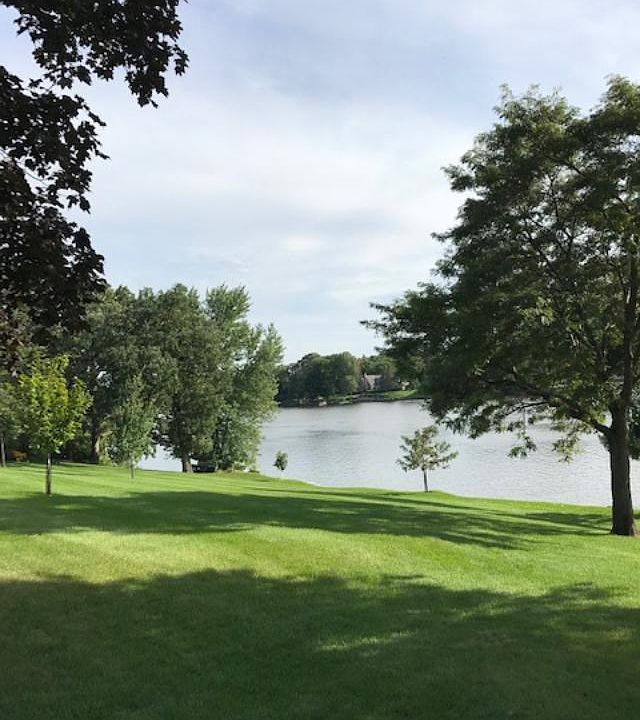 Mississippi River view standing outside of screened porch.