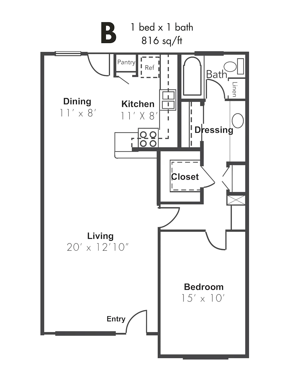 Floor plan 1x1BU