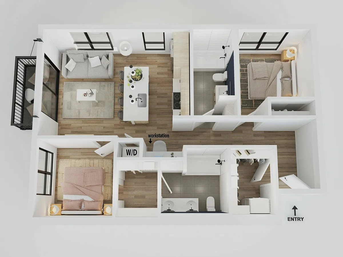 Floor plan 2BR/2BA - Twain