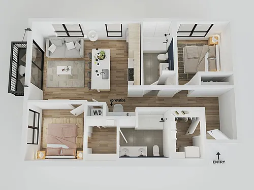 Floor plan 2BR/2BA - Twain