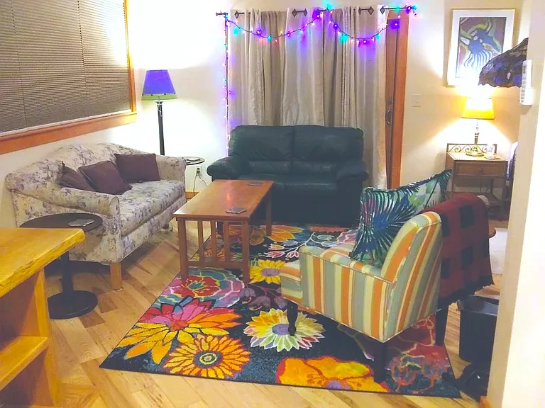 A brighter view of the upstairs sitting area.