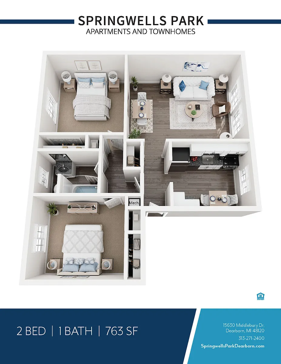 Floor plan 2 BED 1 BATH