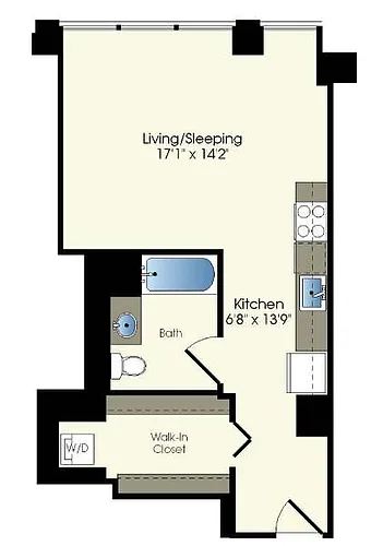 Floor plan studio / 1 bath (T07)