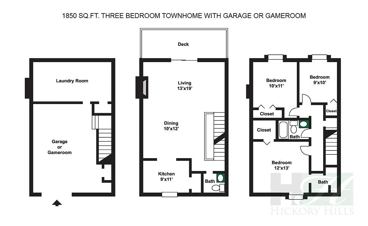 Floor plan 3 Bedroom 2.5 Bath