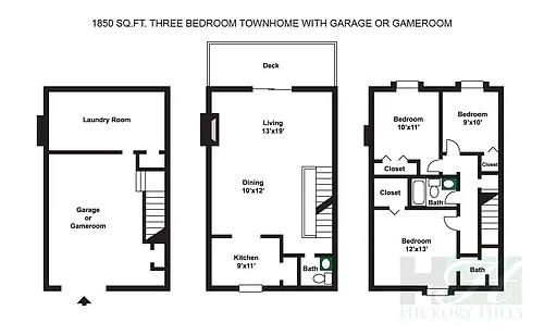 Floor plan 3 Bedroom 2.5 Bath