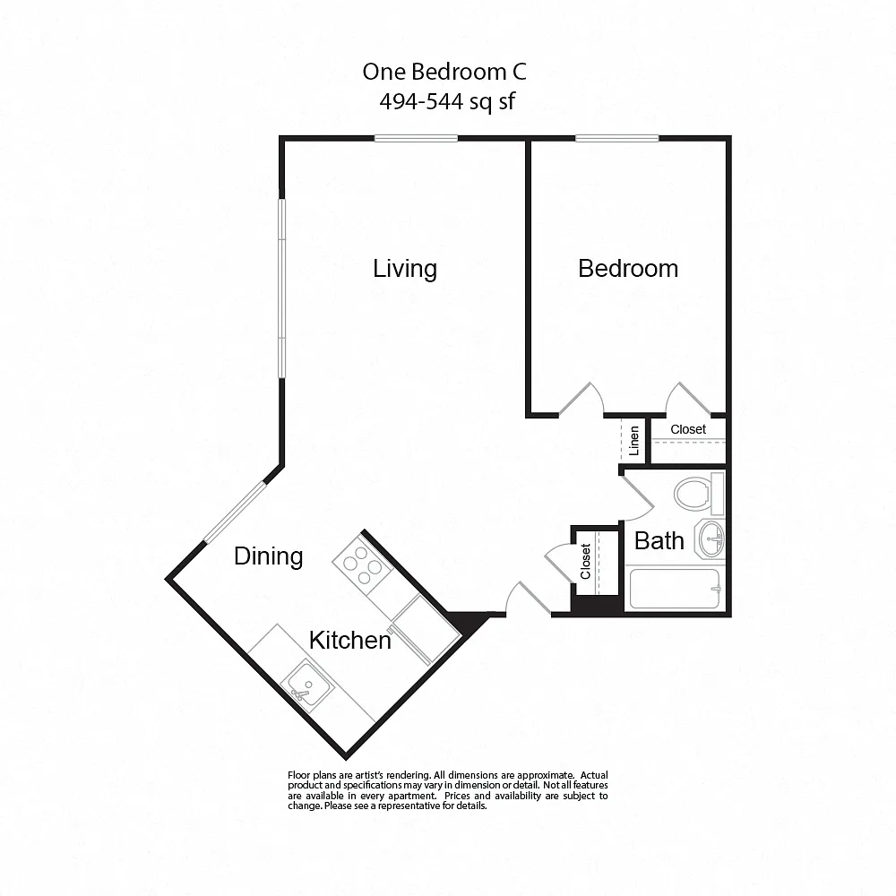 Floor plan One Bedroom C