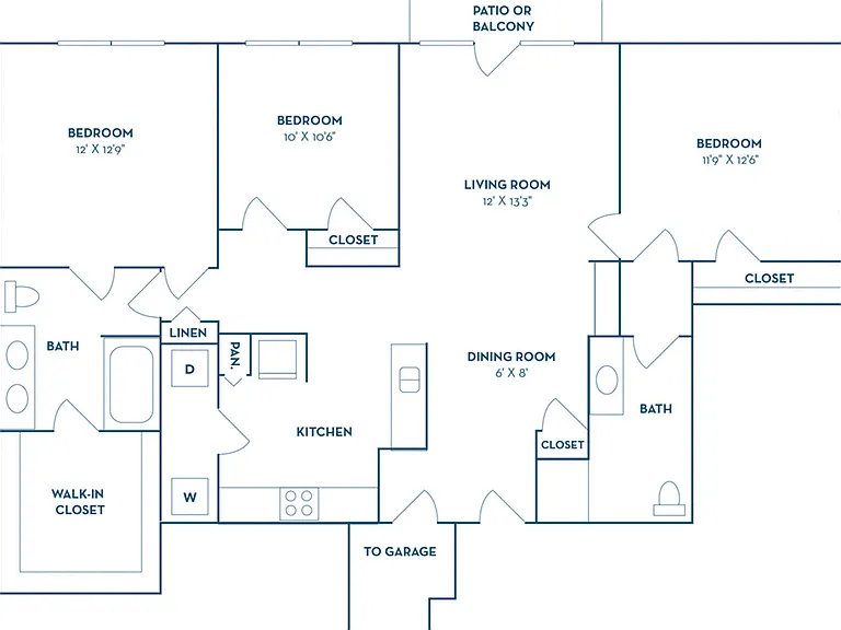 3 Bedroom | 2 Bath | 1276 SF 3 Bedroom | 2 Bath | 1276 SF