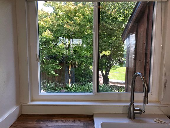 View from kitchen window onto courtyard