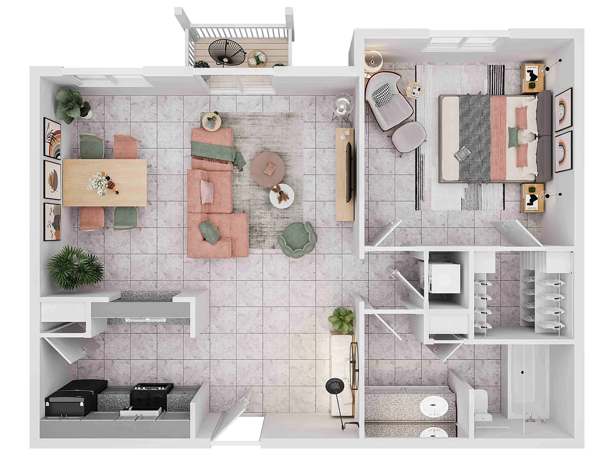 Floor plan 1X1-D