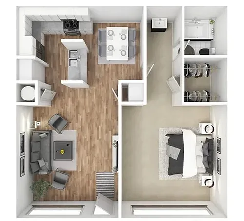 Floor plan 1 Bed Large-WD