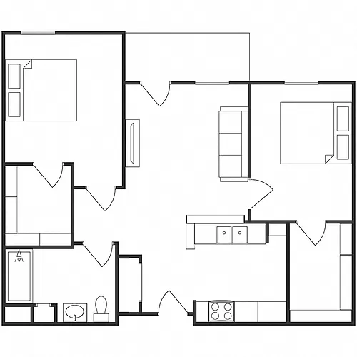 Floor plan Two Bedrooms One Bathroom
