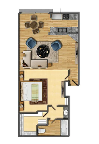 Floor plan Studio Stepdown