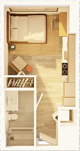 Floor plan West Studio on Promenade B