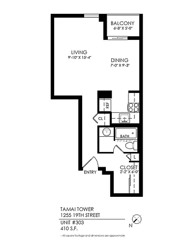 Floor plan Tamai Tower 1 bed x 1 bath