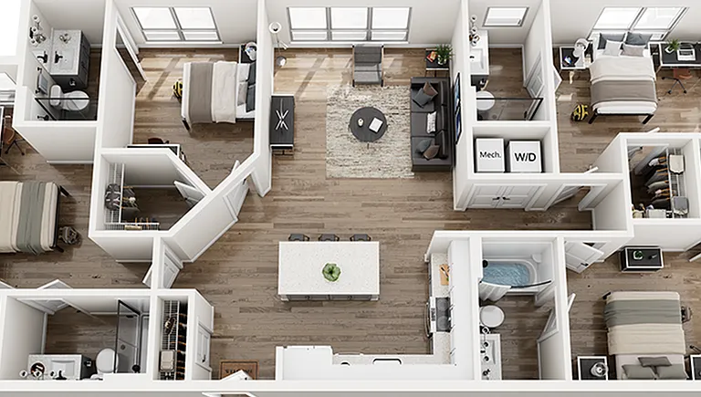 The Gathering at UC 4 Bedroom Floor Plan D2 The Gathering at UC 4 Bedroom Floor Plan D2