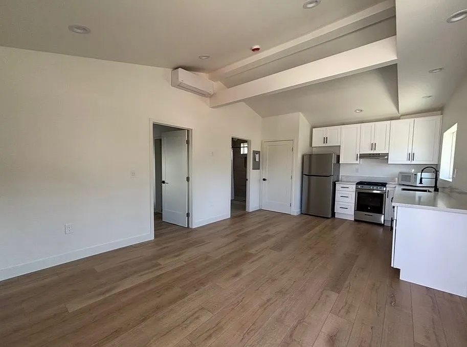 Living area and kitchen