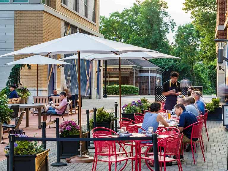 Al fresco dining at Founders Row in Falls Church, VA.