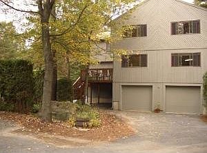 deck, garage, exterior view