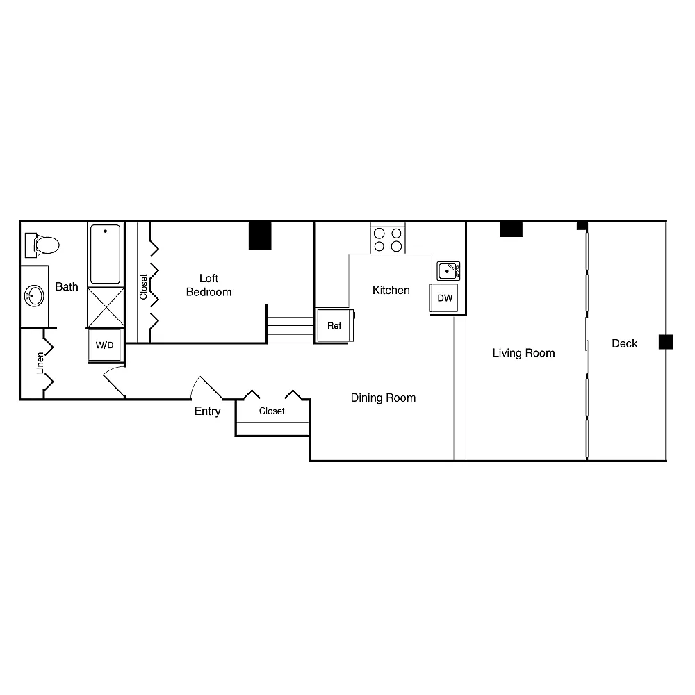 Floor plan 1 Bed Loft 510 NW