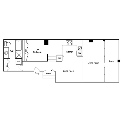 Floor plan 1 Bed Loft 510 NW