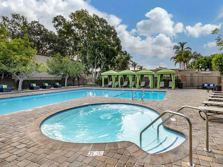 Swimming pool with spa and cabanas