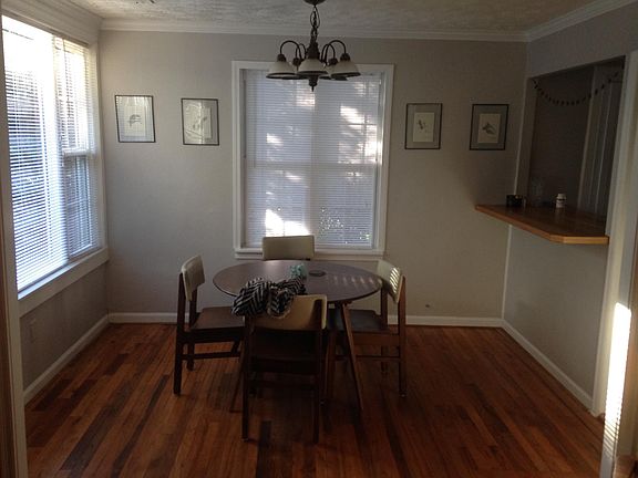 view from the living room into the dining room