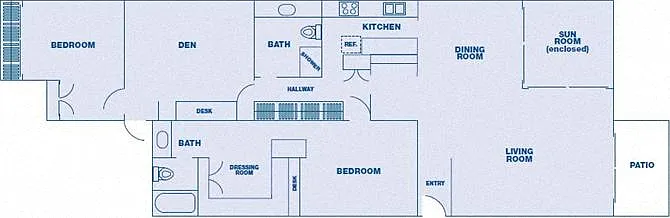 Floor plan 3 Bedroom/ 2 Bath w/ Den
