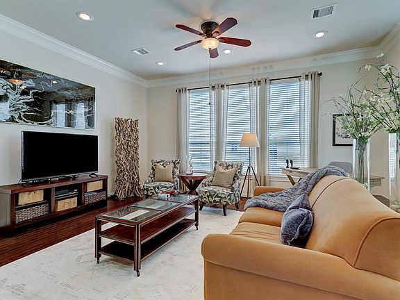 The living room has great space and flow for entertaining