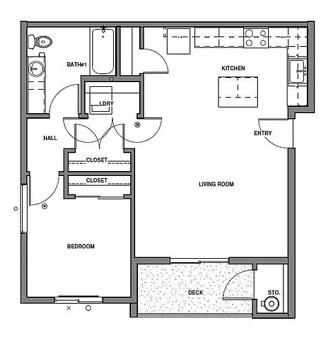 Floor plan 1 Bedroom 1 bath