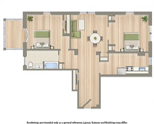 Floor plan 2 Bedroom B Tier 09