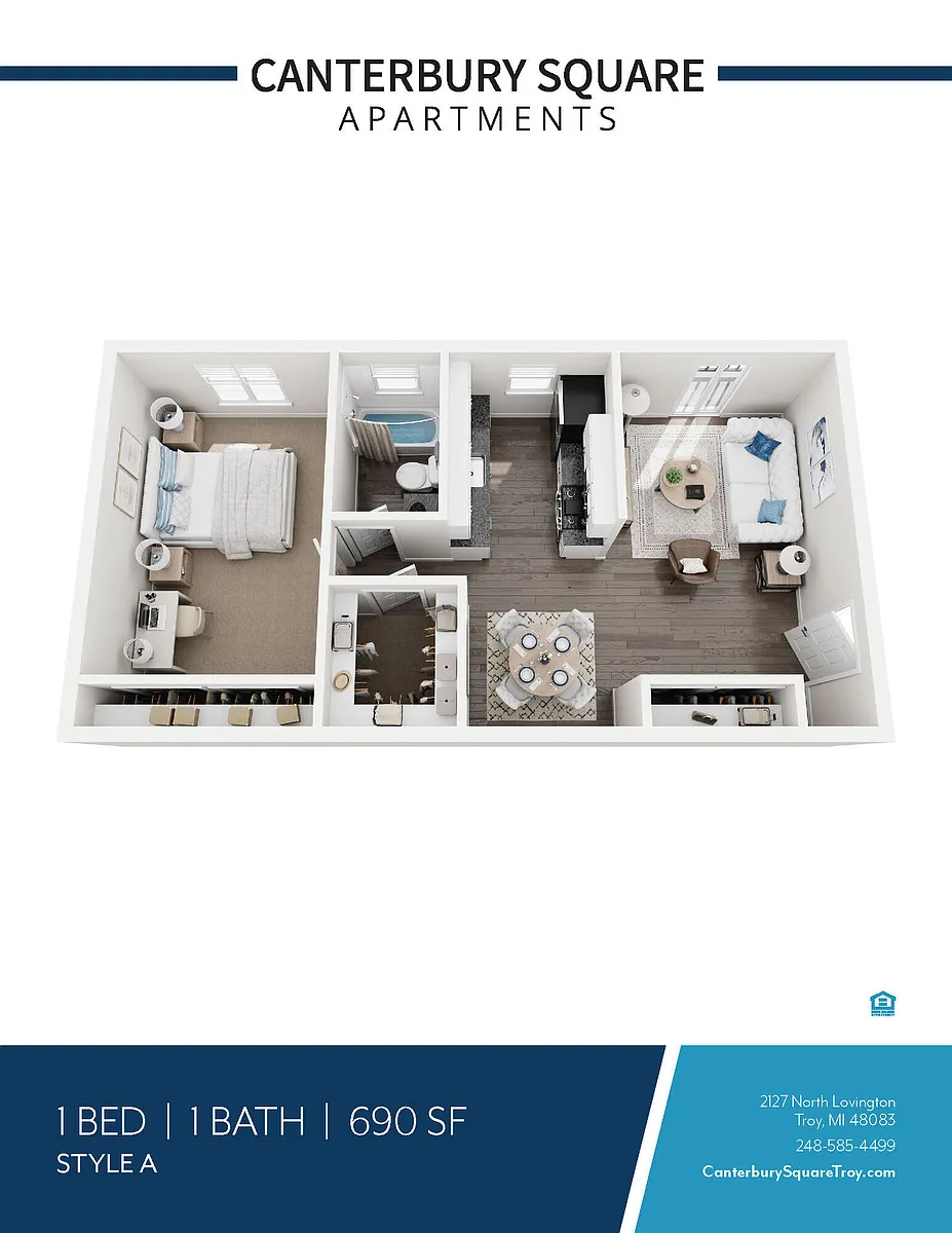 Floor plan 1 BED 1 BATH DELUXE