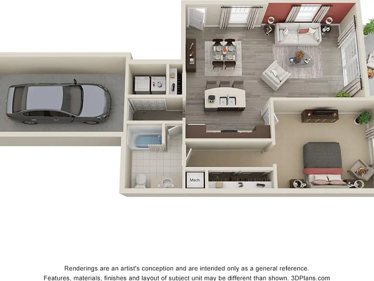 1 Bed, 1 Bath - 914 sqft