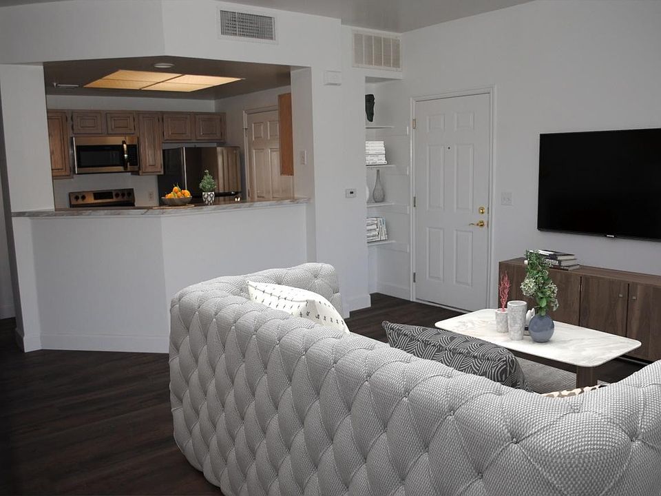 Virtually Staged Living Room / Entry/ Open Kitchen