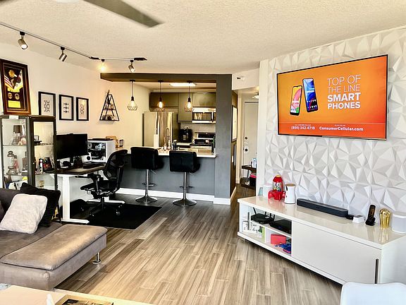 Living area facing kitchen