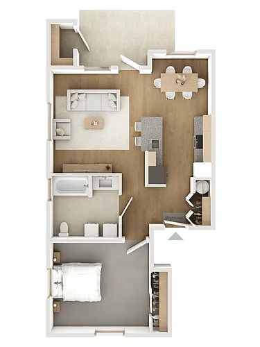 Floor plan One Bed One Bath 80
