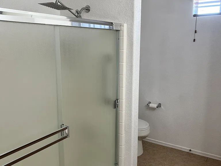 Master bathroom shower, tub & toilet