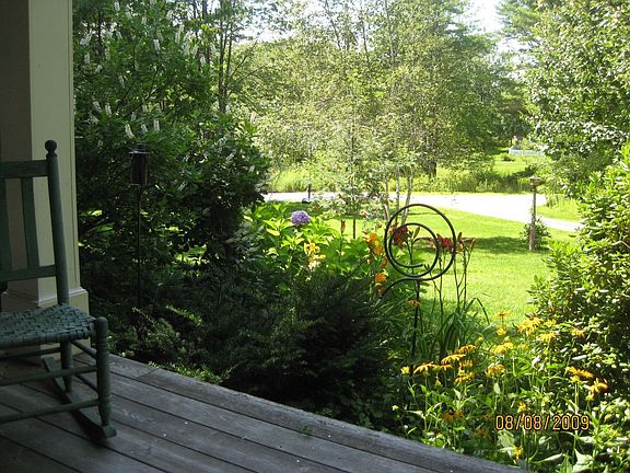 view from porch in summer