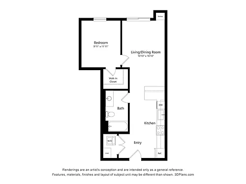 Floor plan 1 Bed 1 Bath P