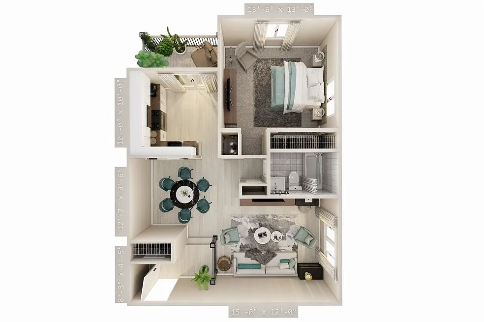 Floor plan Deluxe 1-Bedroom