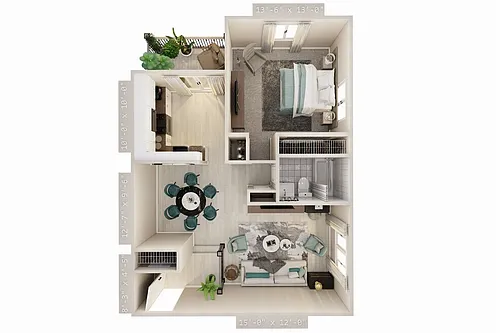 Floor plan Deluxe 1-Bedroom