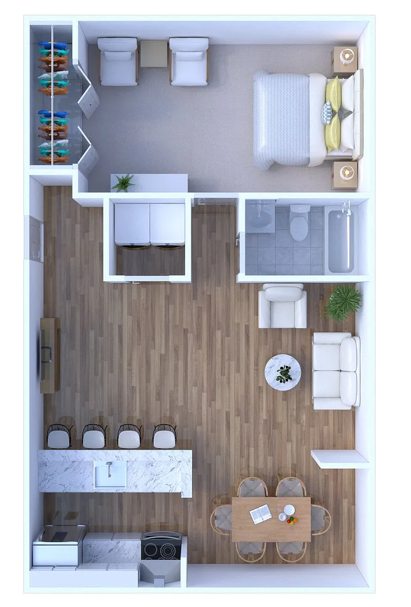 Floor plan 1 Bed 1 Bath | Classic