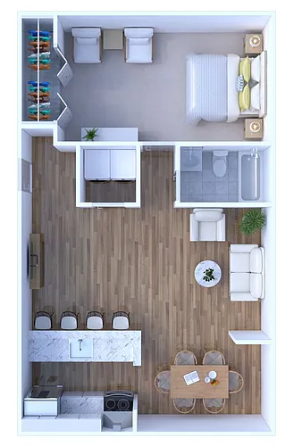 Floor plan 1 BR - 1 BTH