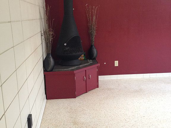 fireplace with tile foundati