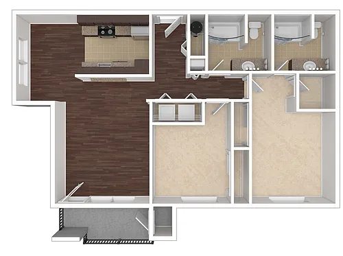 Floor plan 2 Bedroom, 2 Bath