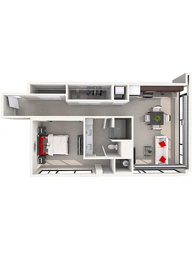 Floor plan A6 - 1 Bedroom 1 Bath