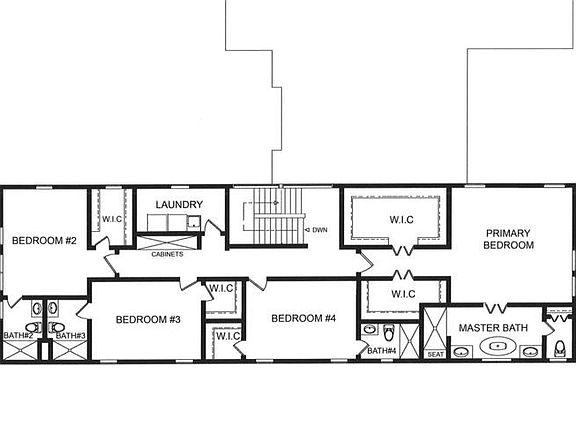 SECOND FLOOR PLAN - 4 Bedrooms, 4 bathrooms, Laund