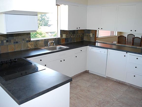 Remodeled kitchen with view of Lake Washington